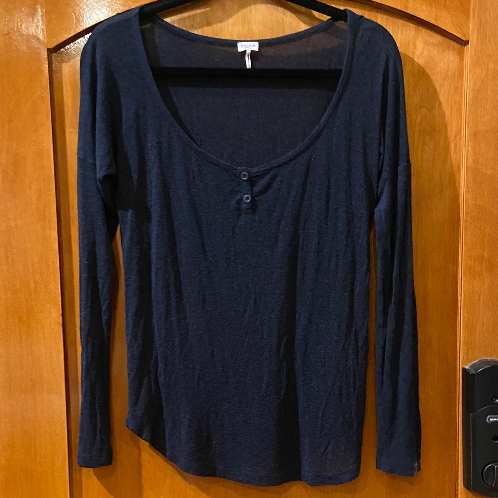 Splendid Deep Blue Long Sleeve Blouse